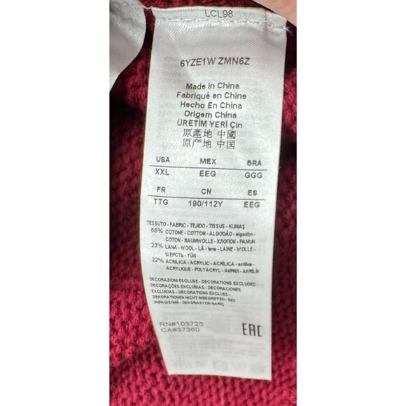 Armani Exchange Full-Zip Knit Sweater XXL Red Nordic Pattern Wool Blend Ribbed C - Picture 7 of 15